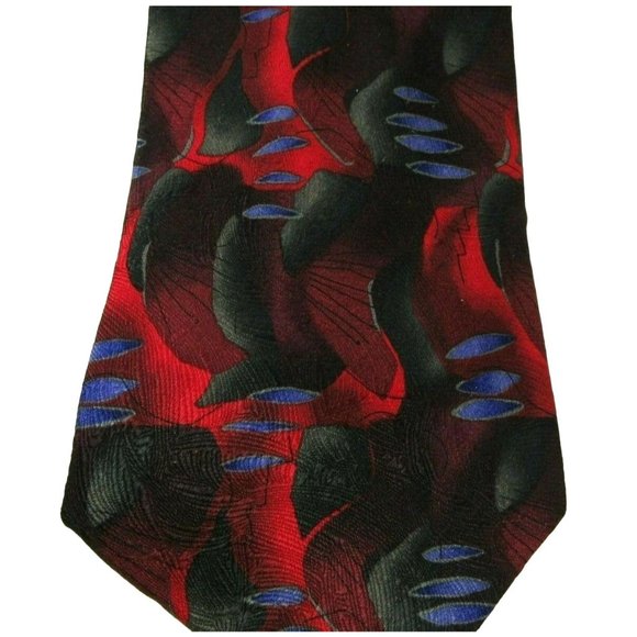 Men's Necktie J Garcia Tie Duckworm Alarm Red Blue Green 100% Silk - Picture 3 of 5
